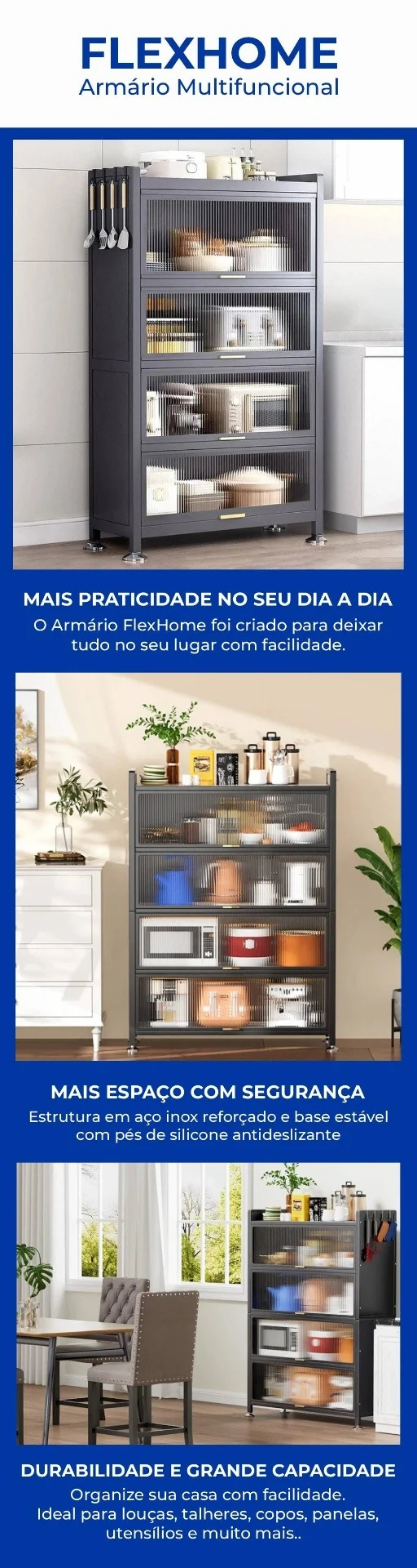 [PAGUE 1 LEVE 2] Armário Multiuso — Organizador Reforçado para Cozinha, Banheiro e Área de Serviço — imagem 5